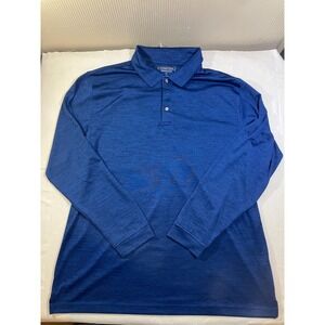 Cypress Club Performance Mens XL Long Sleeve Polo Shirt Blue Space Dye Heathered